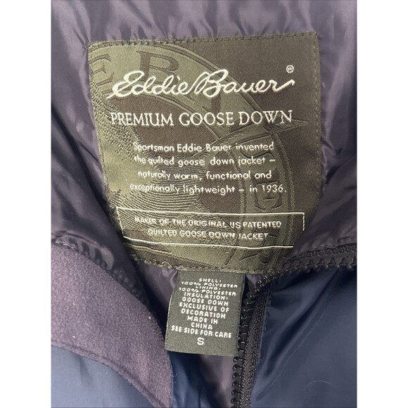 Eddie Bauer Down Puffer Vest Blue Small Gorp Core Hiking Camping BAck to School - Picture 2 of 5